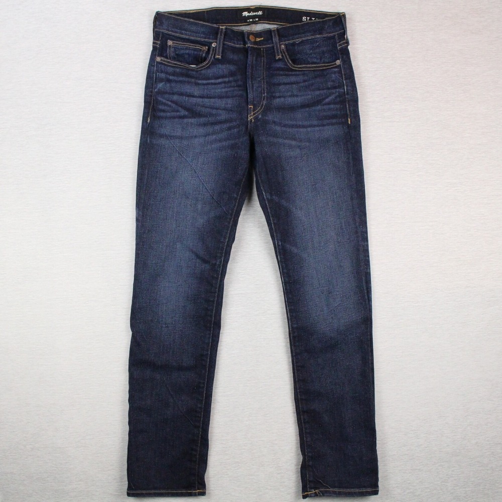 Madewell Jeans Mens 30x32 Measures 30x30 Dark Blue Slim Straight Authentic Flex
